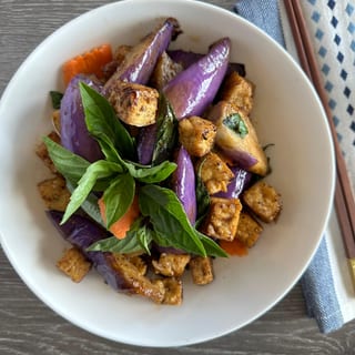 Eggplant Tofu Basil (Ca Tim Dau Hu Xao La Que)